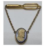 Cameo Tie Bar, Blue Lucite