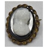 Black Glass Cameo Pendant