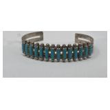 Zuni Neddle Point Sterling & Turquoise Cuff 20g