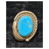 Turquoise & Sterling Ring Size 3.5 6.67g