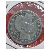 1908-D Barber Quarter