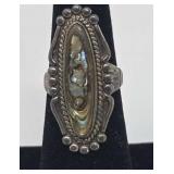 Abalone & Silver Ring Size 5.25, 6.85g