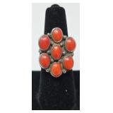 Coral Sterling Ring Size 6.5 9.25gSigned HMS