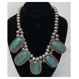 Navajo Turquoise & Sterling Pearl Necklace