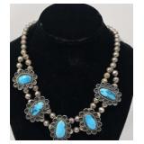 Native American Turquoise & Sterling  Necklace