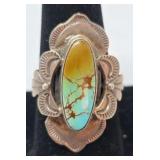 Turquoise & Sterling Ring Size 9.5, 10.23g