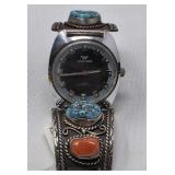 Waltham  17 Jewel Sterling Turquoise & Coral Band