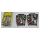 Coral, Turquoise, & Silver Watch Ends 22.38g