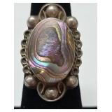 Abalone & Sterling Ring Stamped Size 6, 5.08g