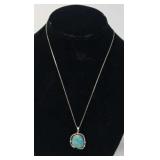 18" Turquoise & Sterling Necklace 8.23g