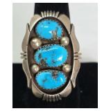 Turquoise & Sterling Ring Size 8.5, 13.g