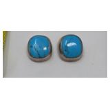 .925 Mexico Silver & Turquoise Clip On Earrings