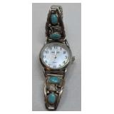 Navajo Watch With Turquoise & Silver Ends