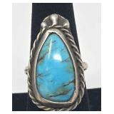 Turquoise & Silver Ring Size 8.5, 8.19g Artist