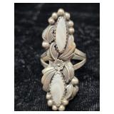 Navajo Sterling & Mother of Pearl Ring Size