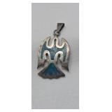 Native American Turquoise & Silver Bird Pendant