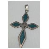 Turquoise & .925 Sterling Cross Pendant