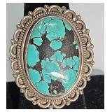 Turquoise & Sterling Ring Size 8,  12.14g