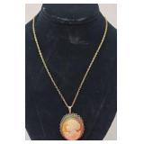 Hand Carved Cameo Sterling Necklace