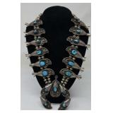 Native American Navajo Squash Blossom Turquoise &