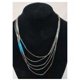 Liquid Sterling Silver & Turquoise 5 Strand