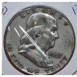 1957-D Franklin Silver Half Dollar