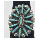 Navajo Turquoise & Sterling  Ring Size 5, 4.96g