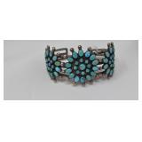 OLD PAWN 1959 ZUNI PETIT POINT TURQUOISE BRACELET