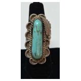 Turquoise & Sterling Ring Size 8, 13.37g