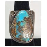 Turquoise & Sterling Ring Size 6.75, 9.06g