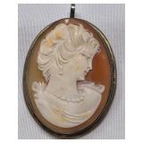 Hand Carved  Cameo Pendant Signed Ron