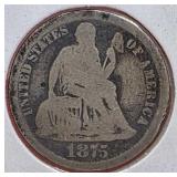 1875-CC Seated Liberty Dime