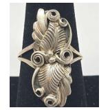 Native American Plain Silver Leaf Work Ring 8.5