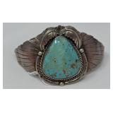 Native American Sterling & Turquoise  Cuff 27g