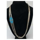 Southwest Ten Strand Liquid Silver and Turquoise