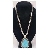 Navajo & Turquoise Necklace  Signed Del Adam