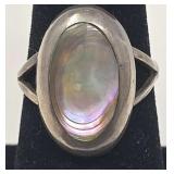 Abalone & .925 Silver Ring Size 6.5, 3.28g Artist