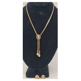 Cameo Gold Toned Adjustable Necklace & Matching