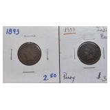 1893 & 1903 Indian Head Pennies