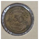 1939 France 50 Centimes Foreign Coin