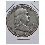 1954-S Franklin Silver Half Dollar