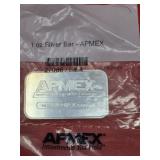1 Troy  Oz. APMEX Silver Bar