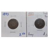 1893 & 1903 Indian Head Pennies