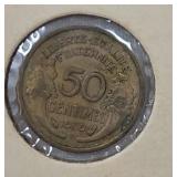 1939 France 50 Centimes Foreign Coin