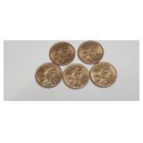 5 Various Dates Sacagawea Dollars