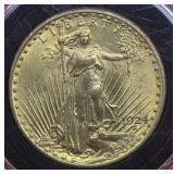 1924 $20. St. Gaudens Double Eagle With Motto