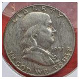 1951-D Franklin Silver Half Dollar