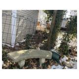 Concrete outdoor bench with birdfeeder