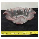 Mikasa Rosella frosted pink glass serving bowl.