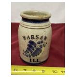 Warsaw, ILSmall salt glazed crock with cobalt blue